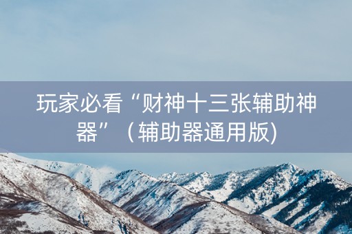 玩家必看“财神十三张辅助神器”（辅助器通用版)
