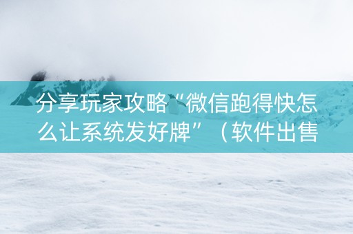 分享玩家攻略“微信跑得快怎么让系统发好牌”（软件出售)