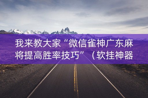 我来教大家“微信雀神广东麻将提高胜率技巧”（软挂神器)