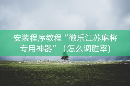 安装程序教程“微乐江苏麻将专用神器”（怎么调胜率)