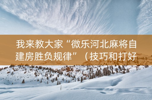 我来教大家“微乐河北麻将自建房胜负规律”（技巧和打好牌方法)