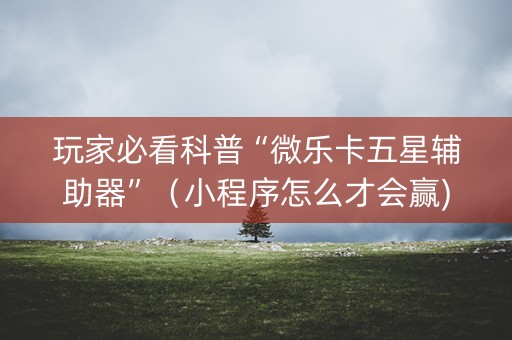 玩家必看科普“微乐卡五星辅助器”（小程序怎么才会赢)