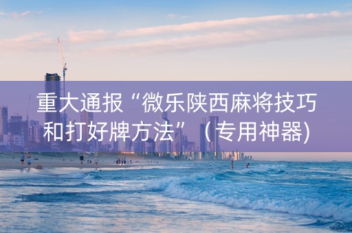 重大通报“微乐陕西麻将技巧和打好牌方法”（专用神器)