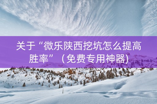 关于“微乐陕西挖坑怎么提高胜率”（免费专用神器)