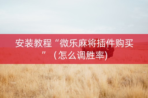 安装教程“微乐麻将插件购买”（怎么调胜率)