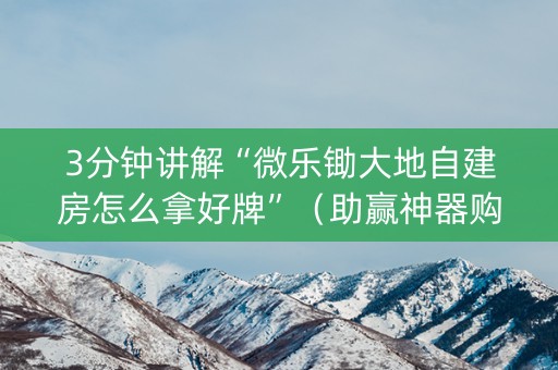 3分钟讲解“微乐锄大地自建房怎么拿好牌”（助赢神器购买)