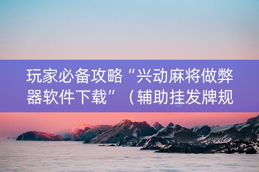 玩家必备攻略“兴动麻将做弊器软件下载”（辅助挂发牌规律)