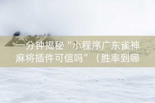 一分钟揭秘“小程序广东雀神麻将插件可信吗”（胜率到哪调)