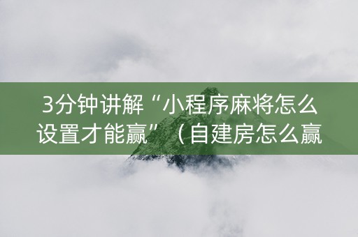3分钟讲解“小程序麻将怎么设置才能赢”（自建房怎么赢)