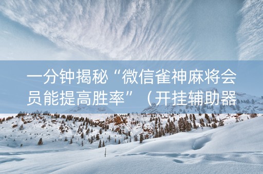 一分钟揭秘“微信雀神麻将会员能提高胜率”（开挂辅助器脚本)
