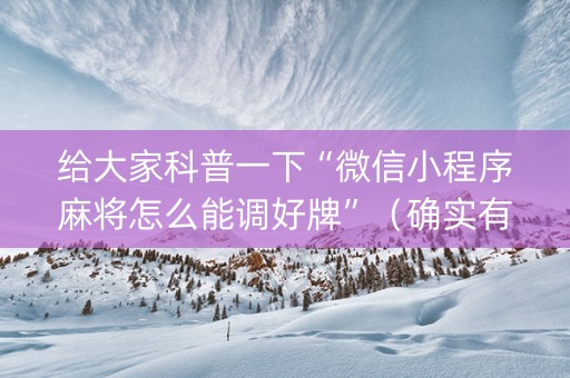 给大家科普一下“微信小程序麻将怎么能调好牌”（确实有插件吗)