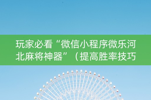 玩家必看“微信小程序微乐河北麻将神器”（提高胜率技巧)