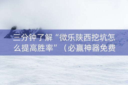 三分钟了解“微乐陕西挖坑怎么提高胜率”（必赢神器免费安装)