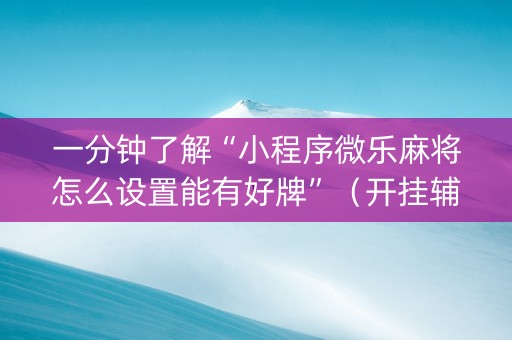 一分钟了解“小程序微乐麻将怎么设置能有好牌”（开挂辅助脚本)