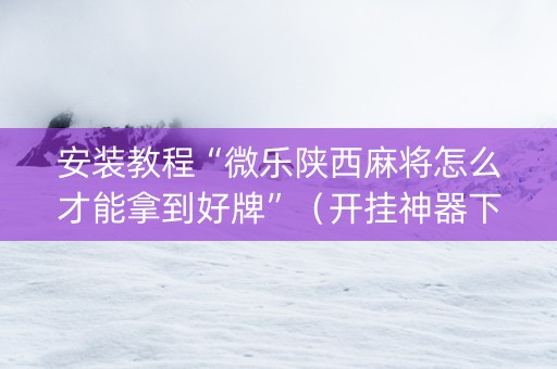 安装教程“微乐陕西麻将怎么才能拿到好牌”（开挂神器下载)