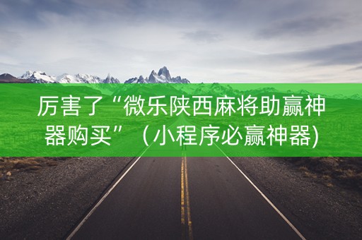 厉害了“微乐陕西麻将助赢神器购买”（小程序必赢神器)