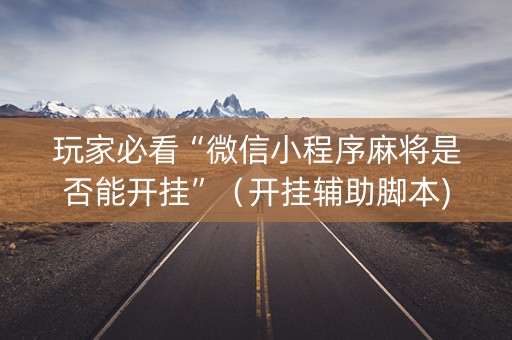 玩家必看“微信小程序麻将是否能开挂”（开挂辅助脚本)