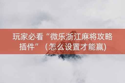 玩家必看“微乐浙江麻将攻略插件”（怎么设置才能赢)