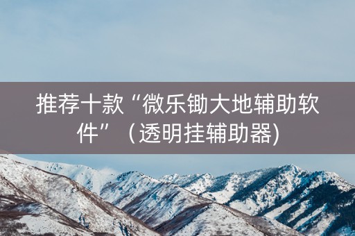 推荐十款“微乐锄大地辅助软件”（透明挂辅助器)
