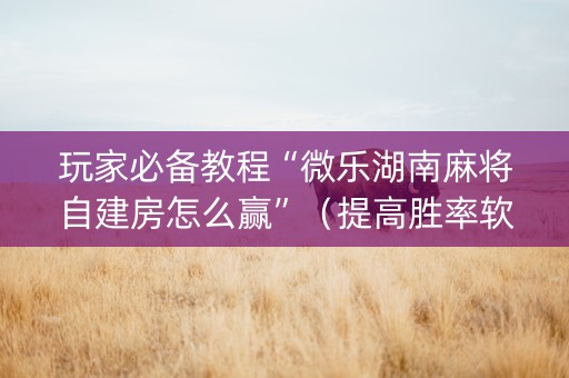 玩家必备教程“微乐湖南麻将自建房怎么赢”（提高胜率软件)