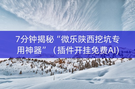 7分钟揭秘“微乐陕西挖坑专用神器”（插件开挂免费AI)