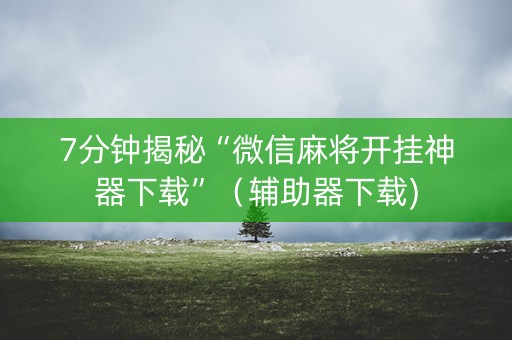7分钟揭秘“微信麻将开挂神器下载”（辅助器下载)