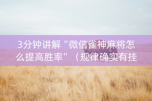 3分钟讲解“微信雀神麻将怎么提高胜率”（规律确实有挂)