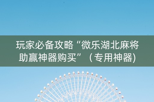 玩家必备攻略“微乐湖北麻将助赢神器购买”（专用神器)