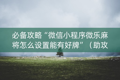 必备攻略“微信小程序微乐麻将怎么设置能有好牌”（助攻神器)