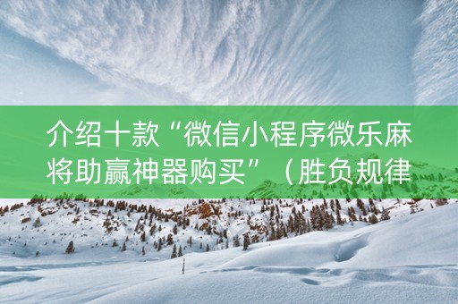 介绍十款“微信小程序微乐麻将助赢神器购买”（胜负规律拿好牌)
