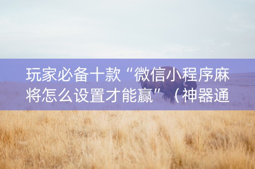 玩家必备十款“微信小程序麻将怎么设置才能赢”（神器通用版)