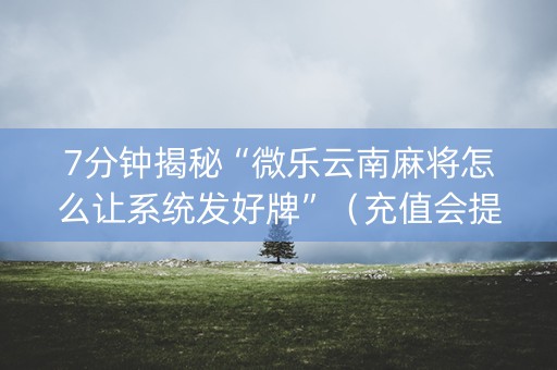 7分钟揭秘“微乐云南麻将怎么让系统发好牌”（充值会提高胜率么)