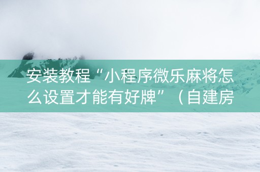 安装教程“小程序微乐麻将怎么设置才能有好牌”（自建房怎么赢)