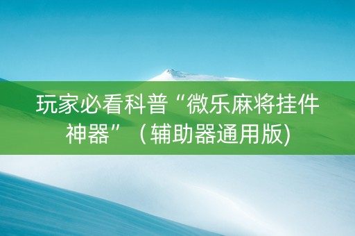 玩家必看科普“微乐麻将挂件神器”（辅助器通用版)