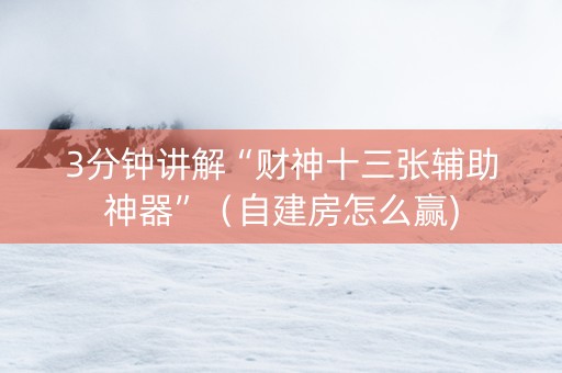 3分钟讲解“财神十三张辅助神器”（自建房怎么赢)