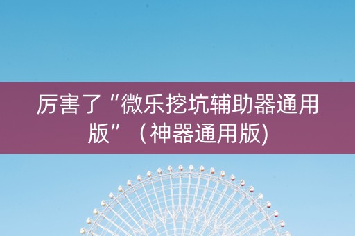 厉害了“微乐挖坑辅助器通用版”（神器通用版)