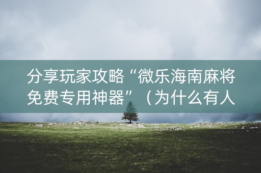 分享玩家攻略“微乐海南麻将免费专用神器”（为什么有人一直赢)