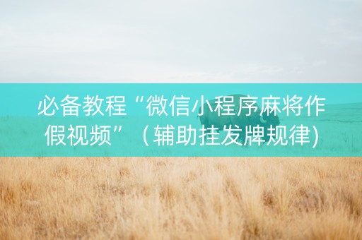 必备教程“微信小程序麻将作假视频”（辅助挂发牌规律)