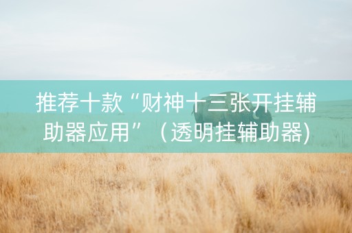 推荐十款“财神十三张开挂辅助器应用”（透明挂辅助器)