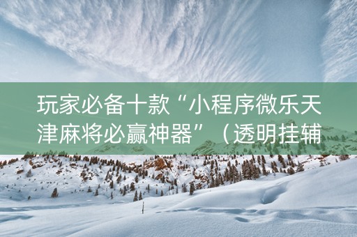 玩家必备十款“小程序微乐天津麻将必赢神器”（透明挂辅助器)