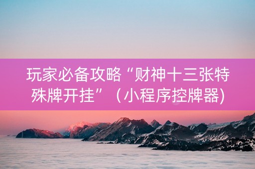 玩家必备攻略“财神十三张特殊牌开挂”（小程序控牌器)
