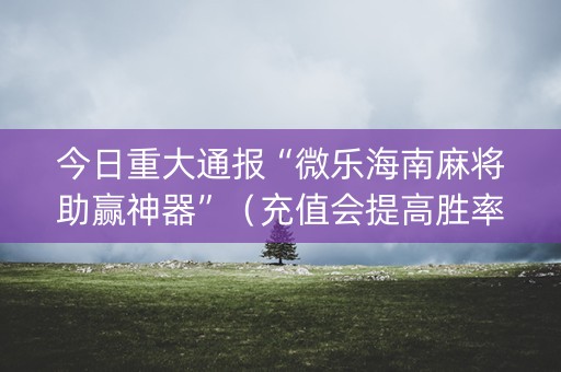 今日重大通报“微乐海南麻将助赢神器”（充值会提高胜率么)