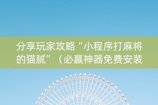 分享玩家攻略“小程序打麻将的猫腻”（必赢神器免费安装)