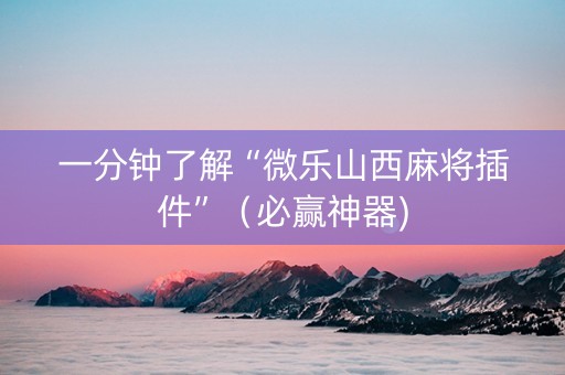 一分钟了解“微乐山西麻将插件”（必赢神器)