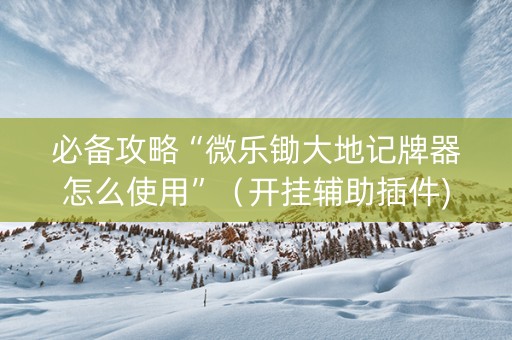 必备攻略“微乐锄大地记牌器怎么使用”（开挂辅助插件)