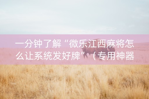 一分钟了解“微乐江西麻将怎么让系统发好牌”（专用神器下载)