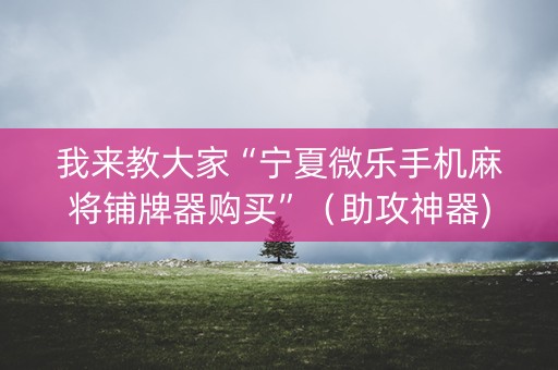 我来教大家“宁夏微乐手机麻将铺牌器购买”（助攻神器)