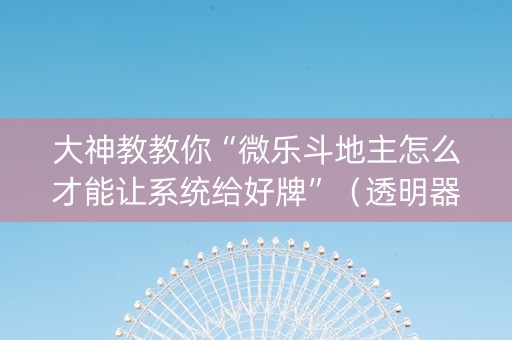 大神教教你“微乐斗地主怎么才能让系统给好牌”（透明器教程)