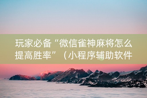玩家必备“微信雀神麻将怎么提高胜率”（小程序辅助软件)