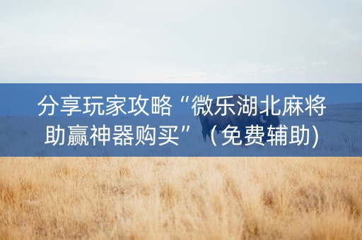 分享玩家攻略“微乐湖北麻将助赢神器购买”（免费辅助)
